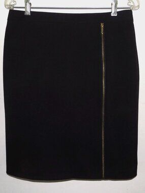 Calvin Klein pencil skirt 8 Black Exposed front zipper 4-season Lined Straight